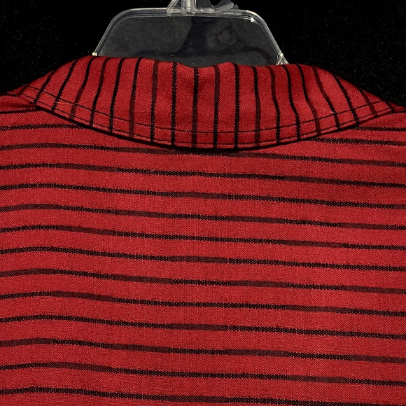 Never Forty Two - Red and Black Striped Collared Button Down - Picture 11 of 12